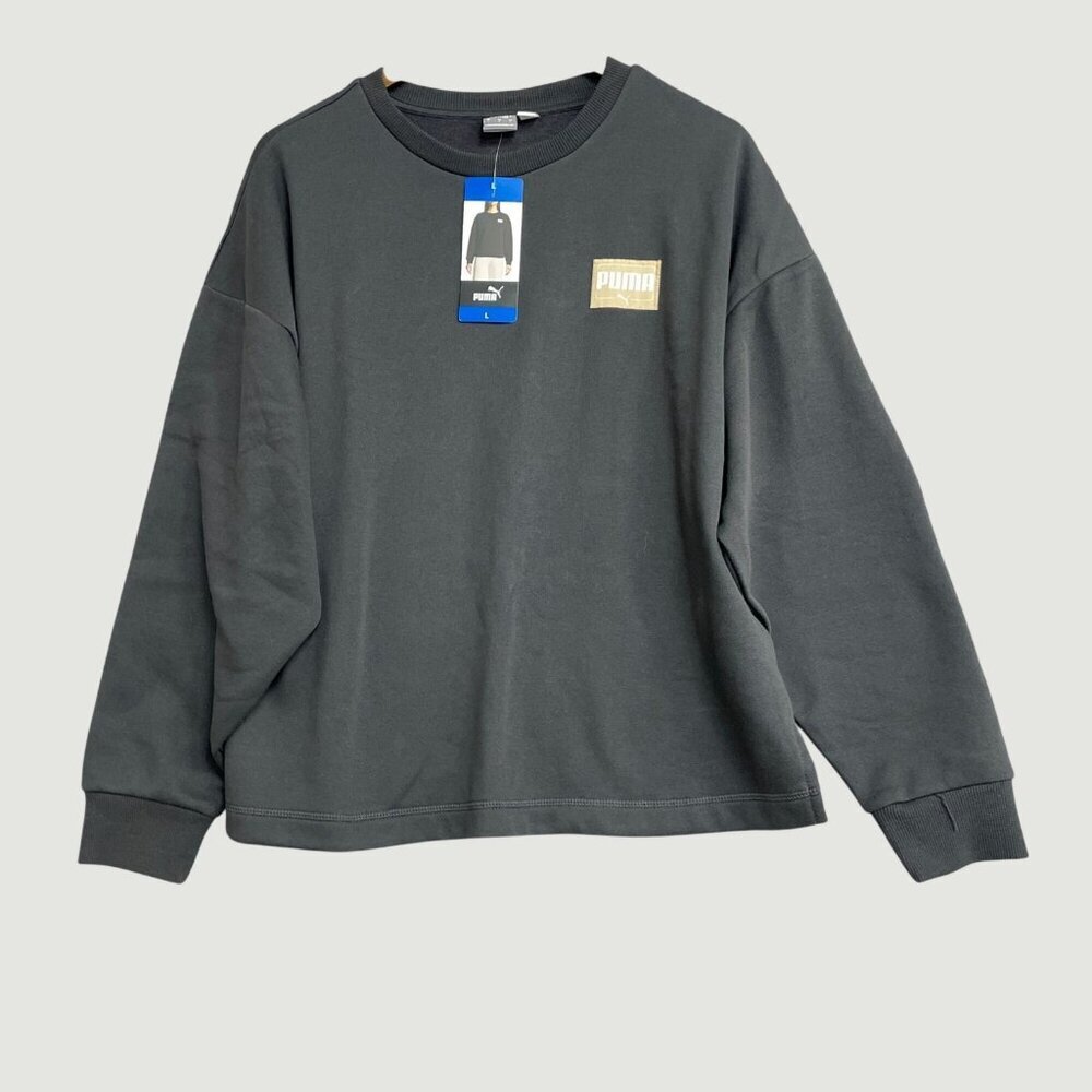 Puma Women's Fleece Crewneck Sweatshirt Black Size L M0249